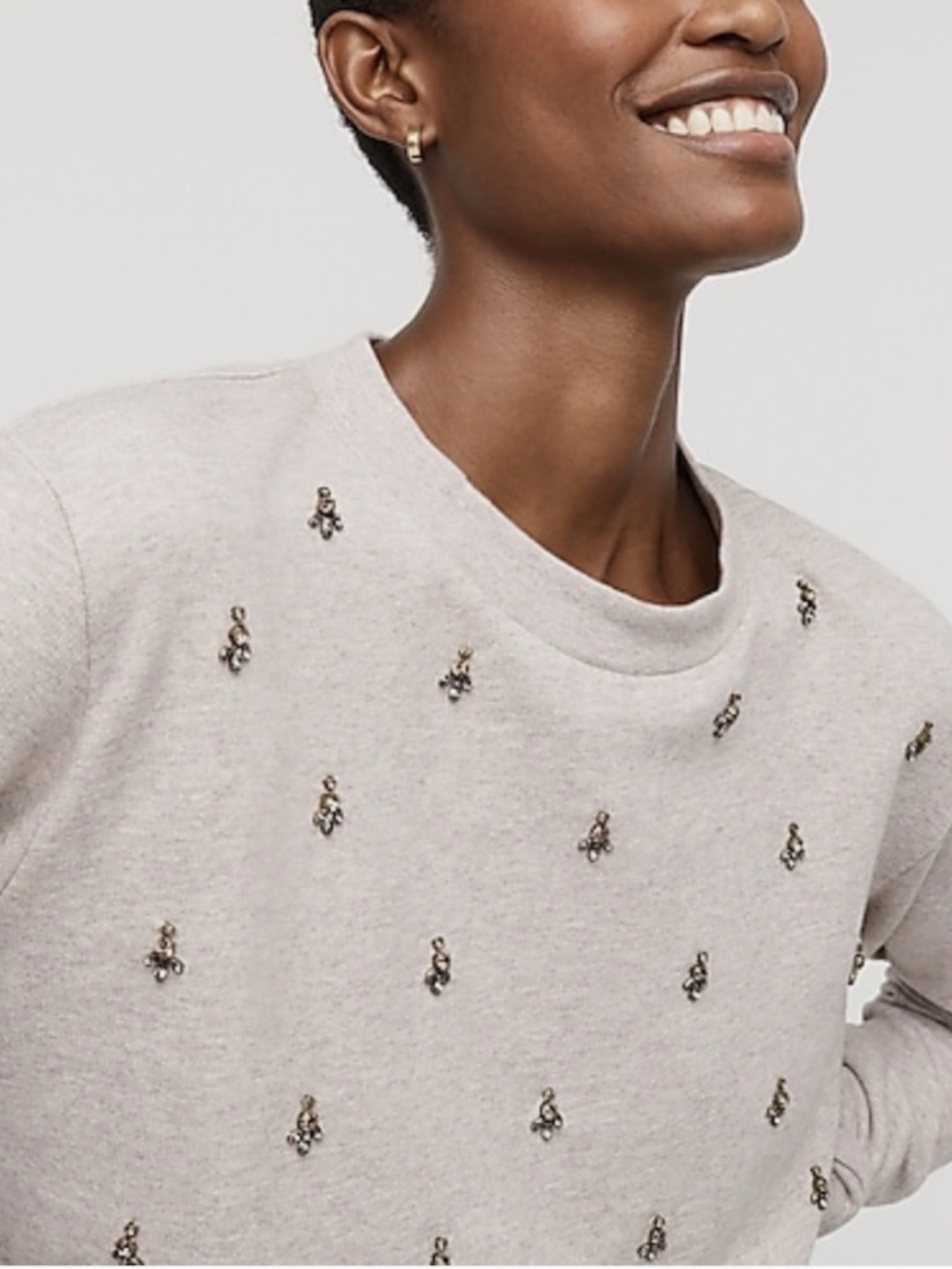 J. Crew Embellished Scoop Neck Sweater